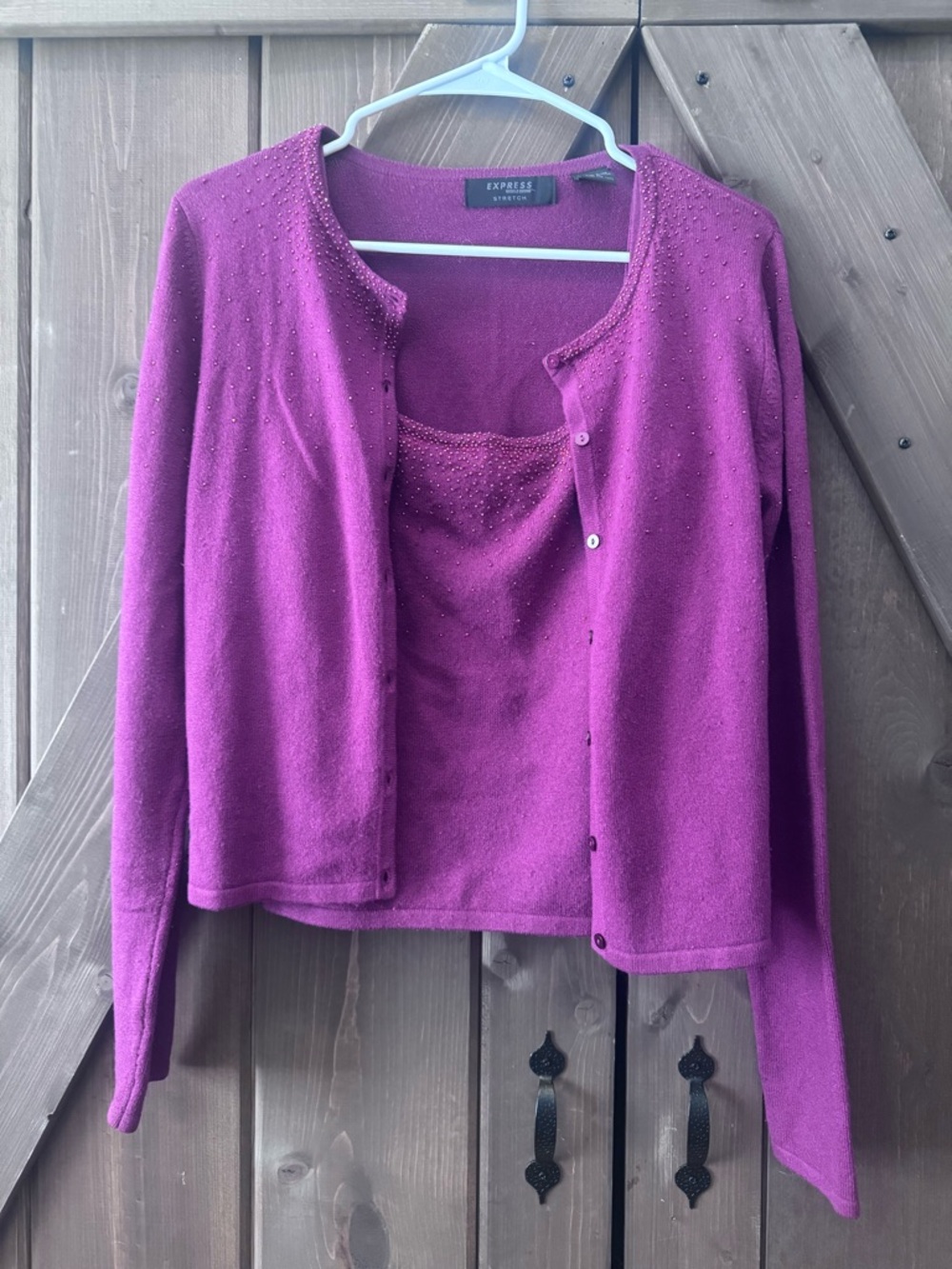 Express Women's Purple Bead-Detail Sweater Set